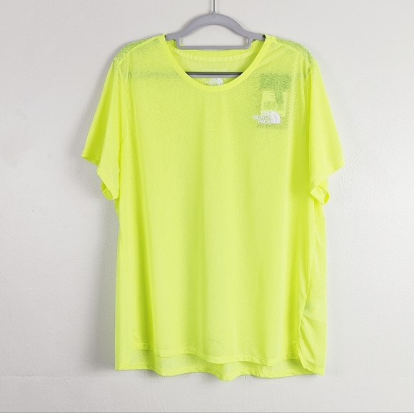 The North Face Women's XXL Sunriser Short Sleeve Shirt LED Neon Yellow Run Top - Picture 1 of 8